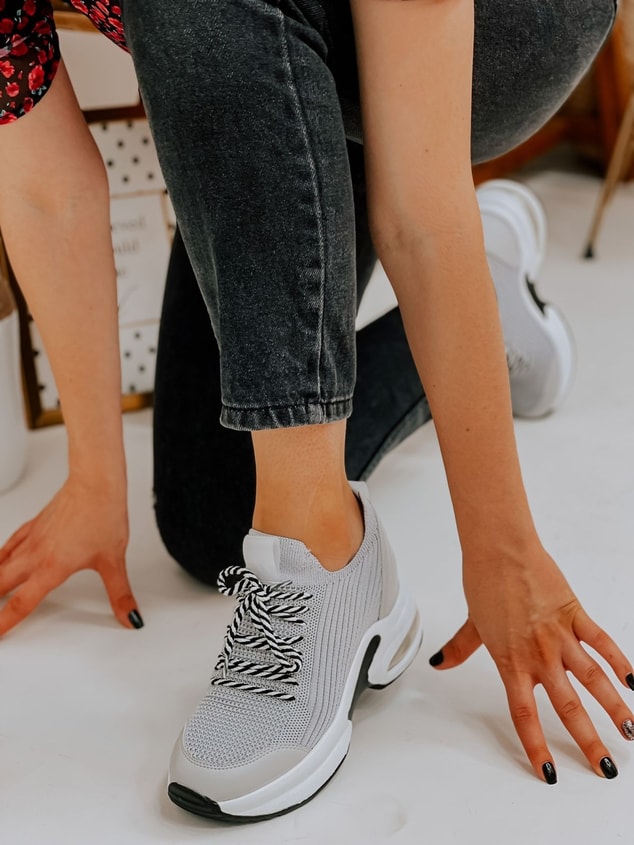Gri Kışlık Triko (Jack) Kadın Sneakers