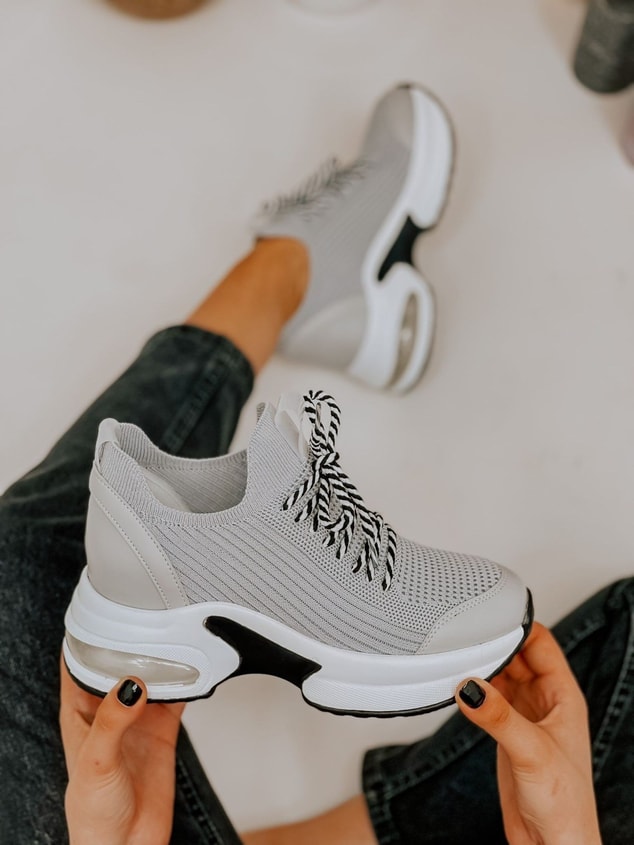 Gri Kışlık Triko (Jack) Kadın Sneakers