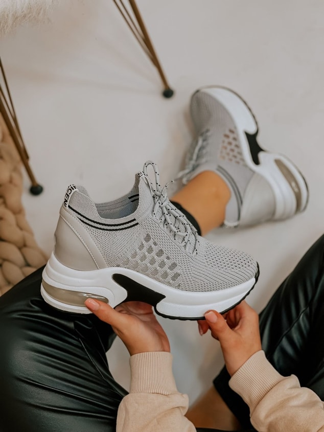 Gri Triko (Stan) Kadın Bağcıklı Sneakers