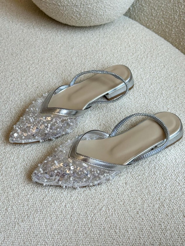 Gümüş (Bride Mini ) Boncuk Detay Kadın Babet