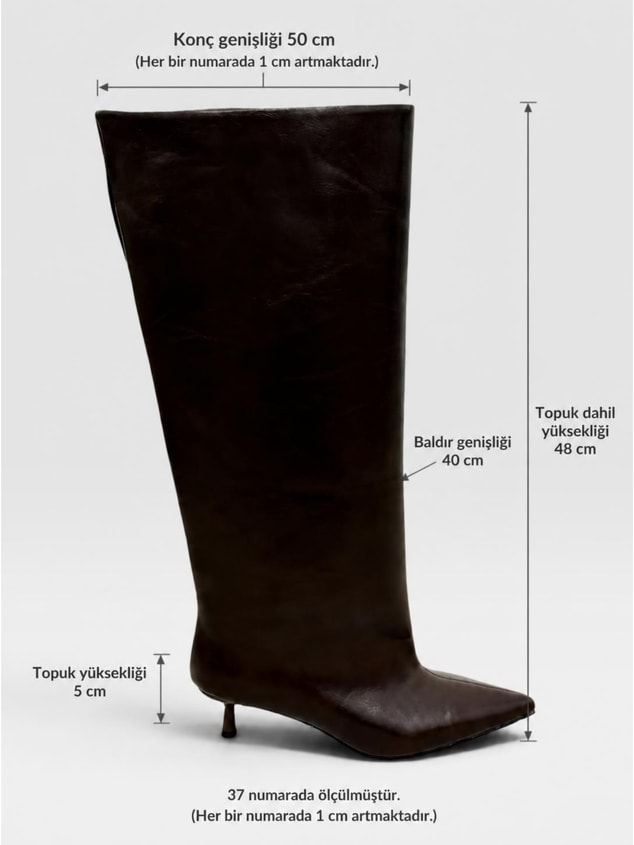 Kahve Cilt (Veray) XL Oversize Kalın Baldır 5 Cm Mini Topuk Çizme
