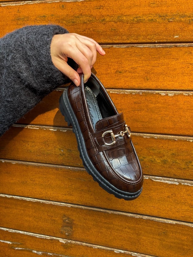 Kahve Kroko (Magnus) Toka Detay Kadın Loafer