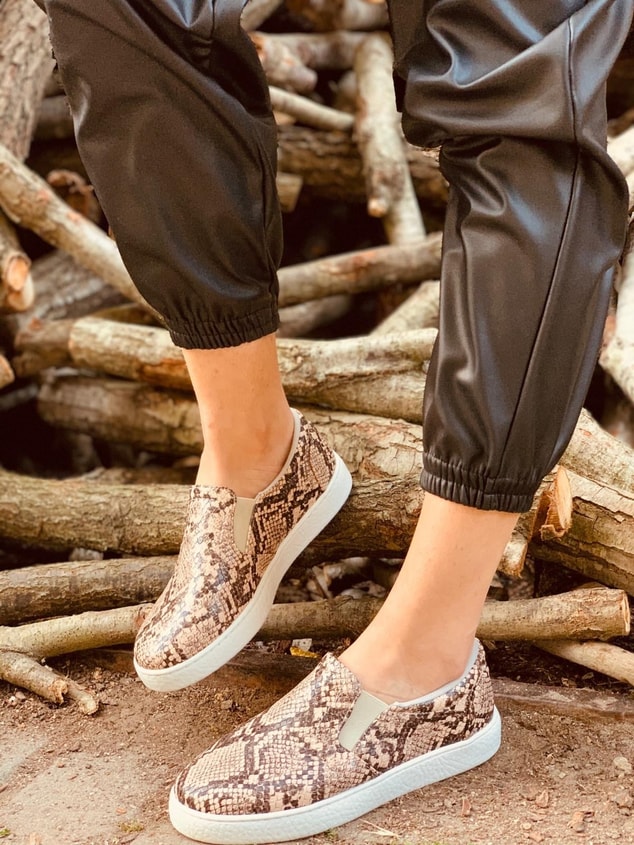 Kahve-Piton (Bone) Kadın Spor Ayakkabı Sneakers