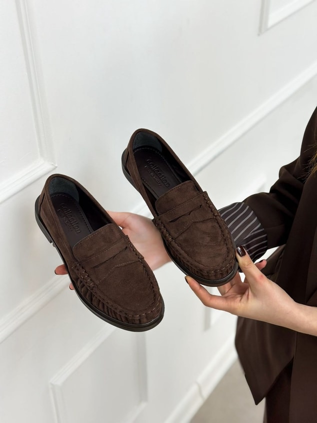 Kahve Süet (Barry) Saraç Detaylı Düz Taban Kadın Loafer