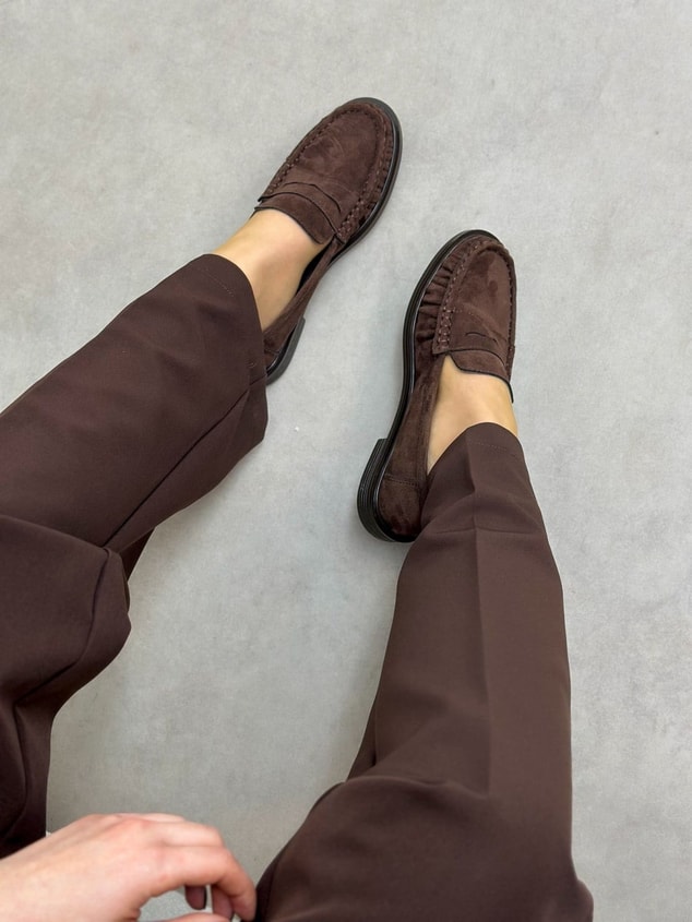 Kahve Süet (Barry) Saraç Detaylı Düz Taban Kadın Loafer