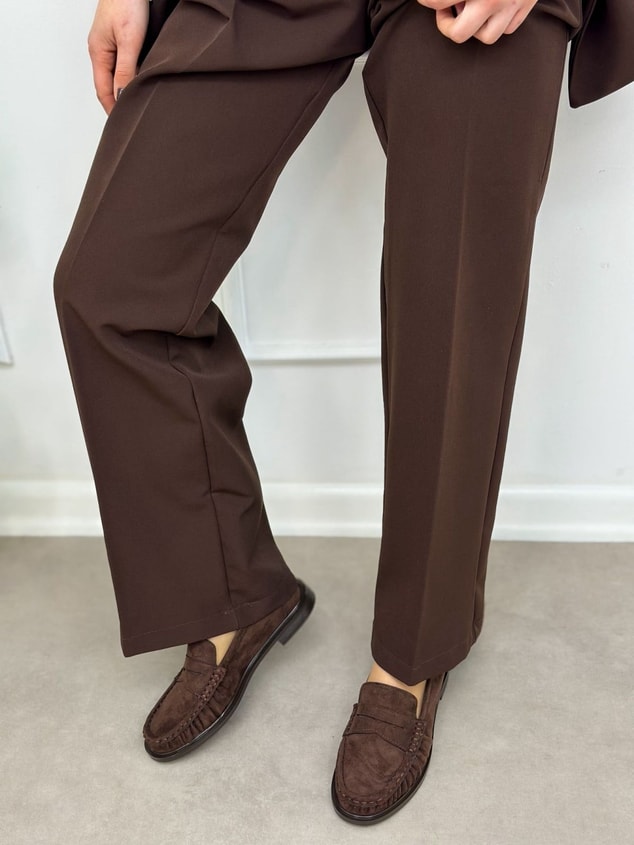 Kahve Süet (Barry) Saraç Detaylı Düz Taban Kadın Loafer