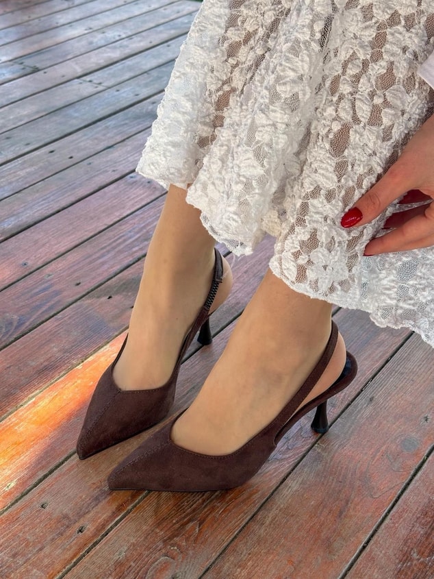 Kahve Süet (Ketty) Kadın Topuklu Stiletto