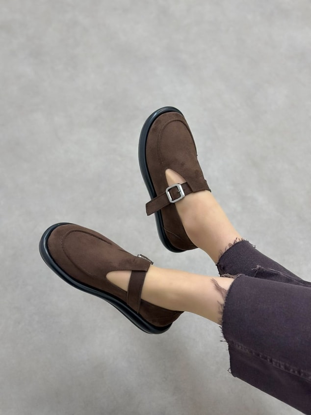 Kahve Süet (Olivia) Toka Detaylı Kadın Loafer