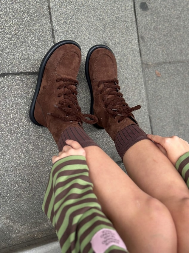 Kahve Süet (Otis) İçi Kürklü Barefoot Bağcıklı Kadın Bot