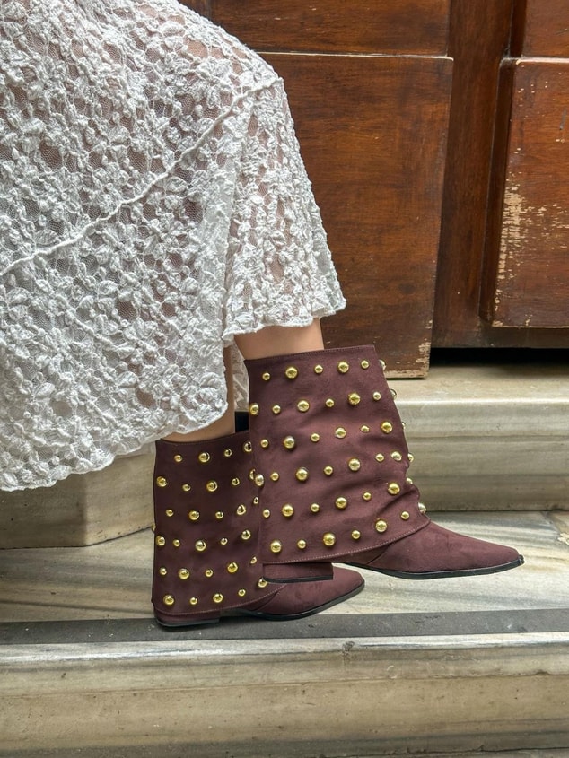 Kahve Süet (Rucci) Trok Detay Kadın Çizme