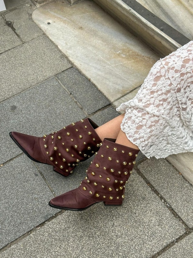 Kahve Süet (Rucci) Trok Detay Kadın Çizme