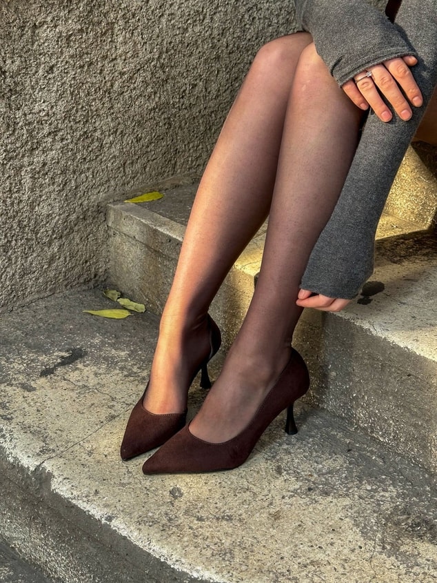 Kahve Süet (Vary) Topuklu Kadın Stiletto