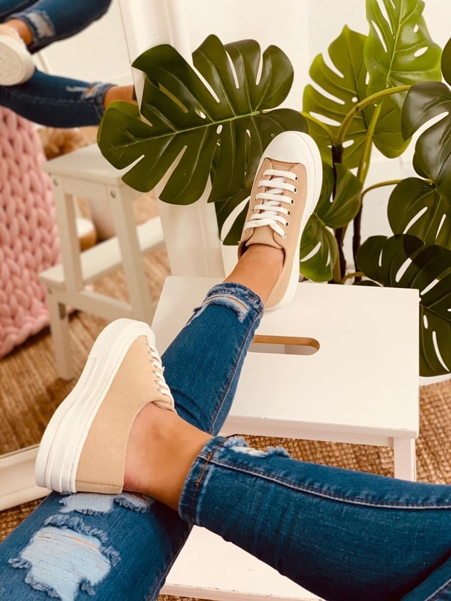 Krem (Daniel) Kadın Yüksek Tabanlı Sneakers
