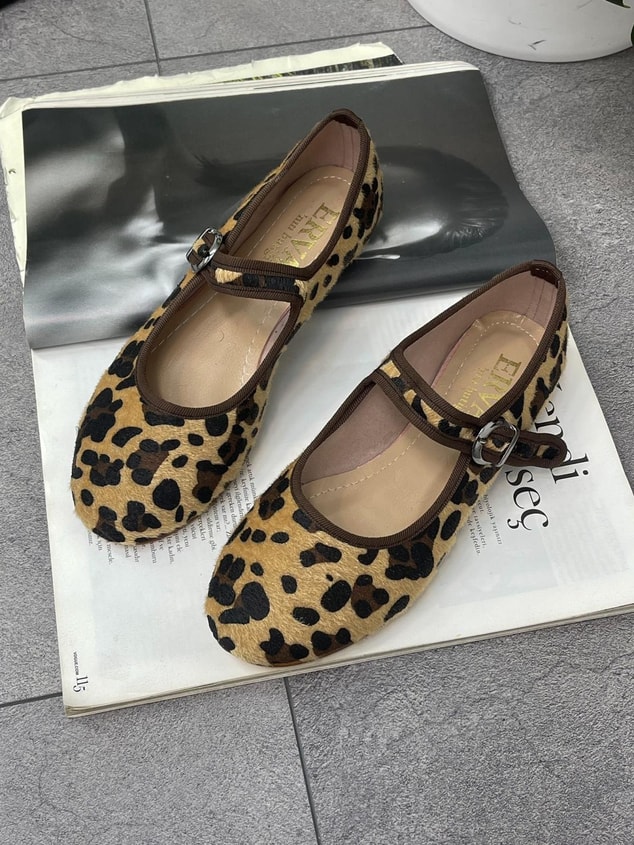 Leopar (Berry) Düz Taban Kadın Babet