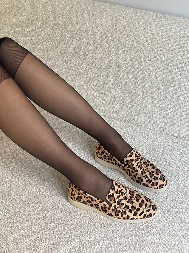Leopar Saten (Liona) Püsküllü Kadın Loafer