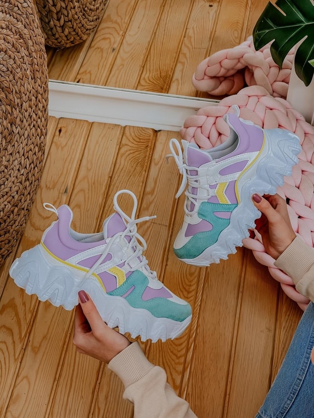 Lila Beyaz (Ripple) Kadın Bağcıklı Sneakers