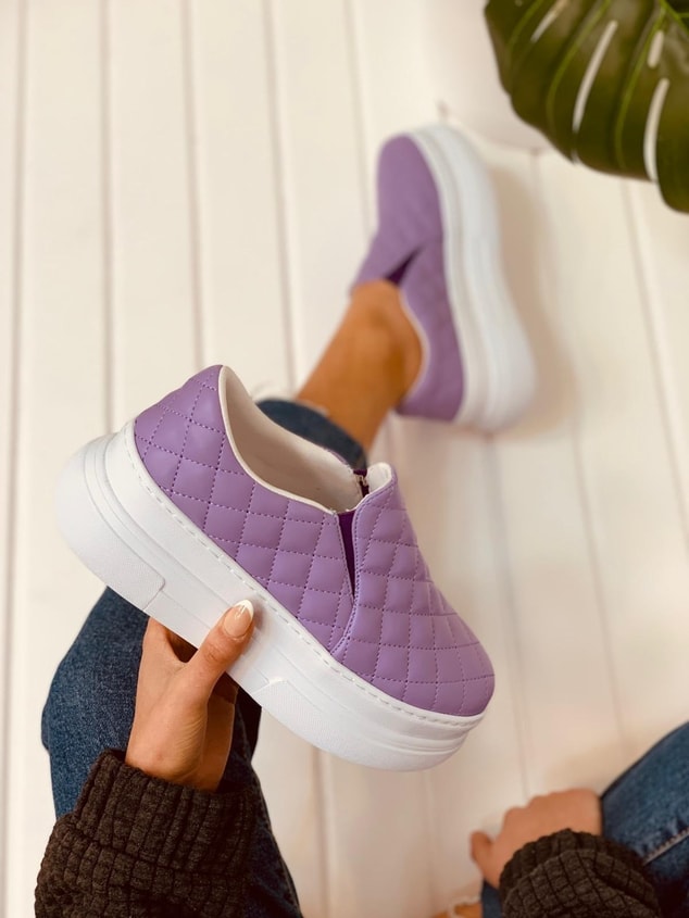 Mor Kapitone (Hazel) Kadın Sneakers