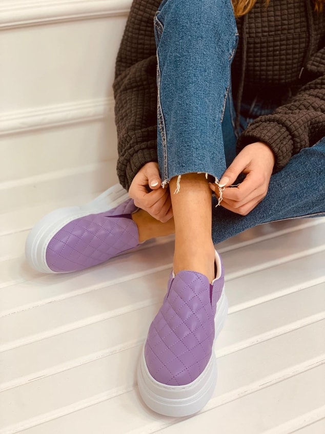 Mor Kapitone (Hazel) Kadın Sneakers