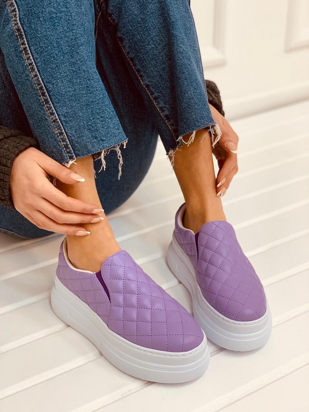 Mor Kapitone (Hazel) Kadın Sneakers