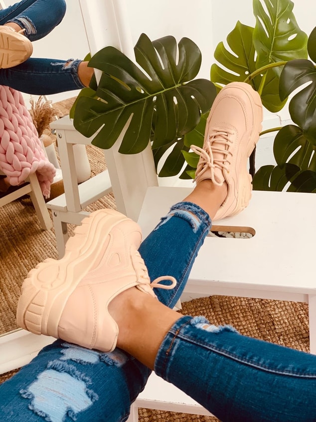 Nude Deri Spor Ayakkabı (Torty) Kadın Sneakers