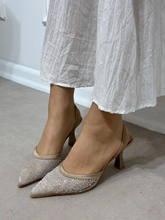Nude File (Wedding) Taş Detaylı Kadın Stiletto