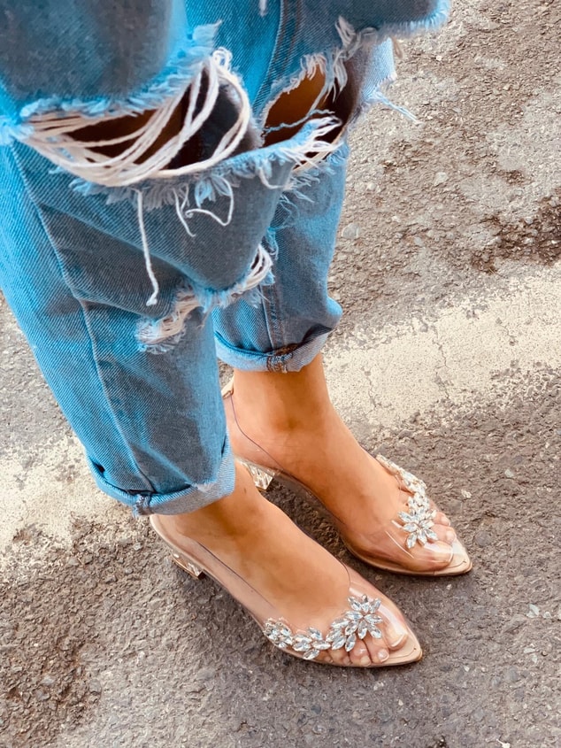 Nude Şeffaf - Taşlı (Dark Plus) Kadın Stiletto
