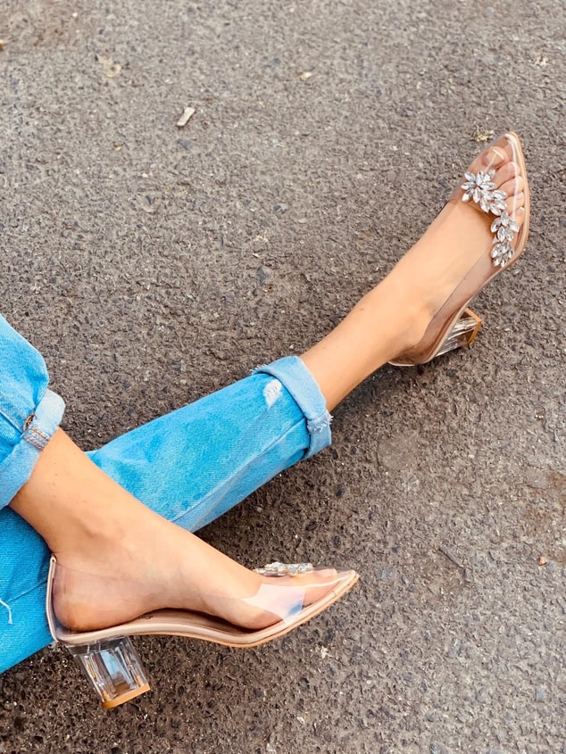 Nude Şeffaf - Taşlı (Dark Plus) Kadın Stiletto