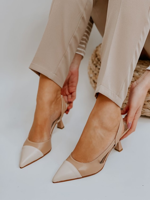 Nude Ten Deri (Jake) Maskelet Detay Kadın Açık Stiletto