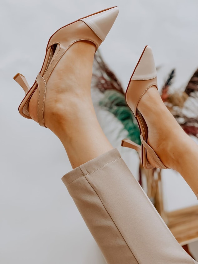 Nude Ten Deri (Jake) Maskelet Detay Kadın Açık Stiletto