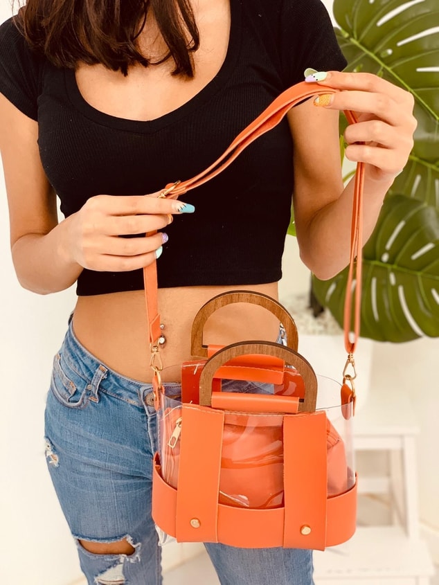 Orange Şeffaf (Lilly) Cüzdanlı Çanta