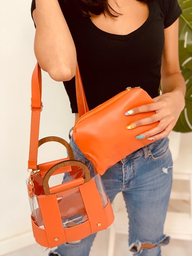 Orange Şeffaf (Lilly) Cüzdanlı Çanta