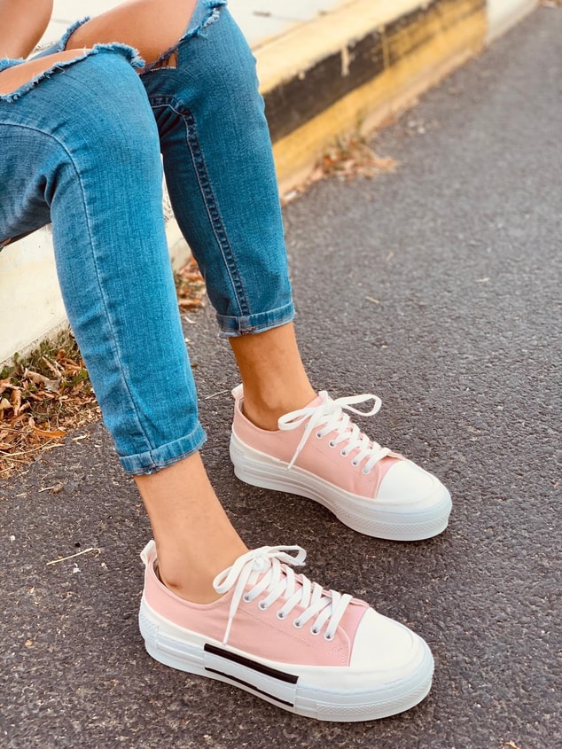Pudra Deri (Blackberry) Kadın Yüksek Tabanlı Sneakers