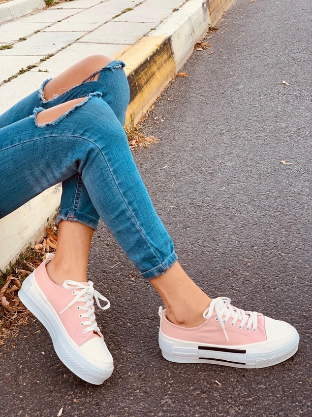 Pudra Deri (Blackberry) Kadın Yüksek Tabanlı Sneakers