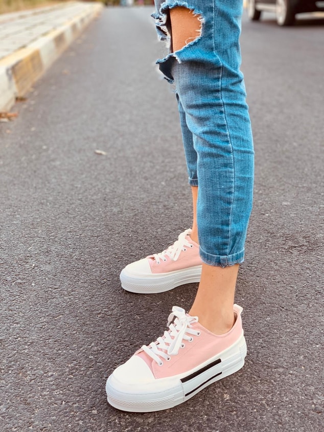 Pudra Deri (Blackberry) Kadın Yüksek Tabanlı Sneakers