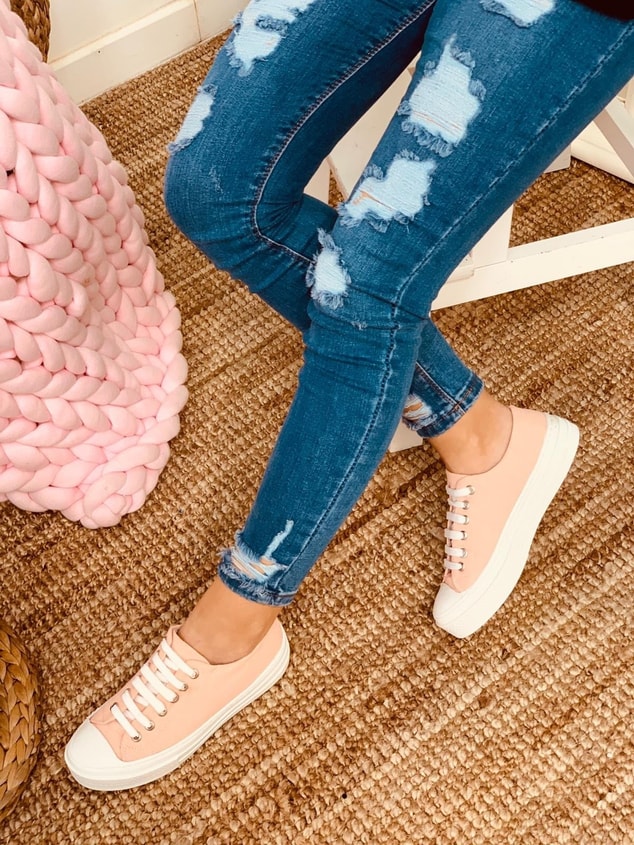 Pudra Keten (Daniel) Kadın Yüksek Tabanlı Sneakers