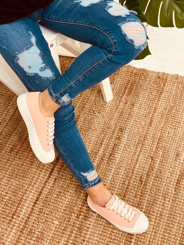 Pudra Keten (Daniel) Kadın Yüksek Tabanlı Sneakers