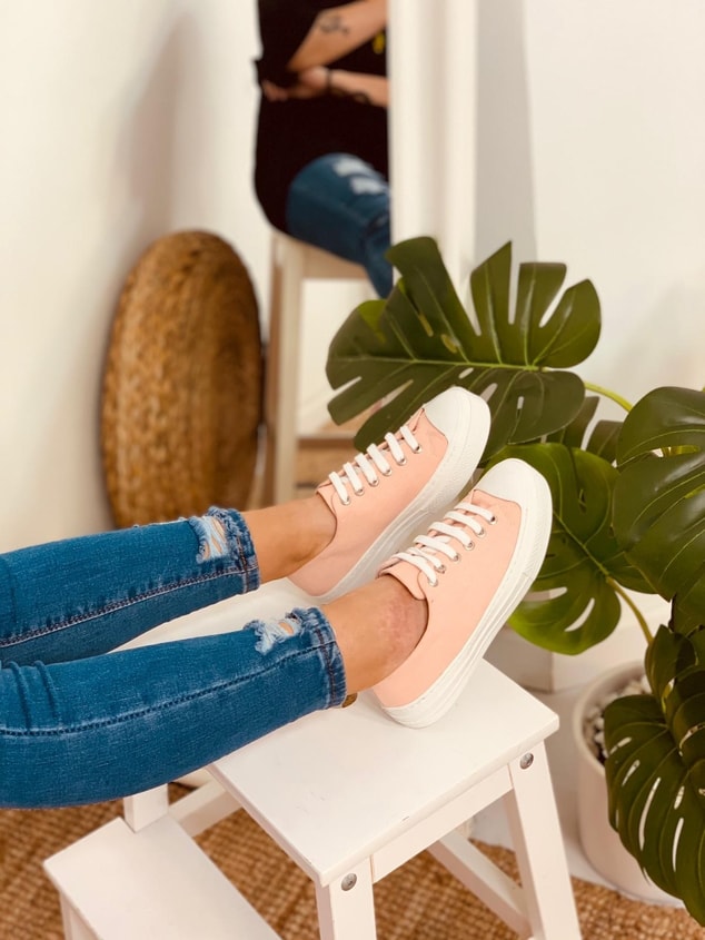 Pudra Keten (Daniel) Kadın Yüksek Tabanlı Sneakers