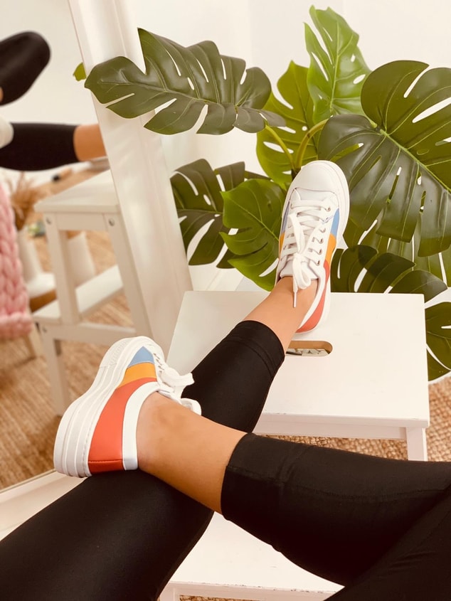 Renkli - Turuncu (Daniel) Kadın Yüksek Tabanlı Sneakers