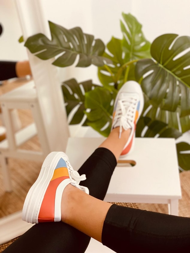 Renkli - Turuncu (Daniel) Kadın Yüksek Tabanlı Sneakers
