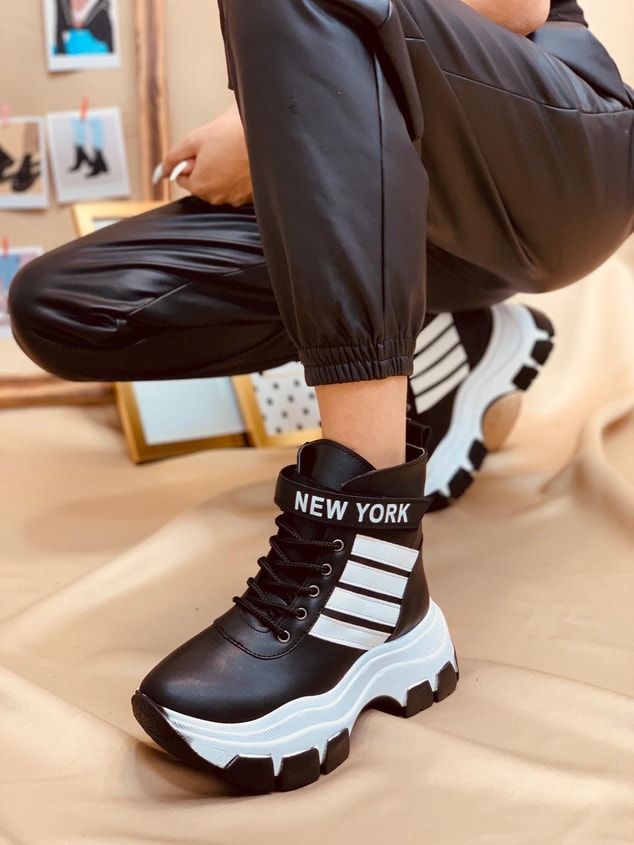 Siyah Beyaz (Teddy PLUS) Kadın Spor Ayakkabı Sneakers