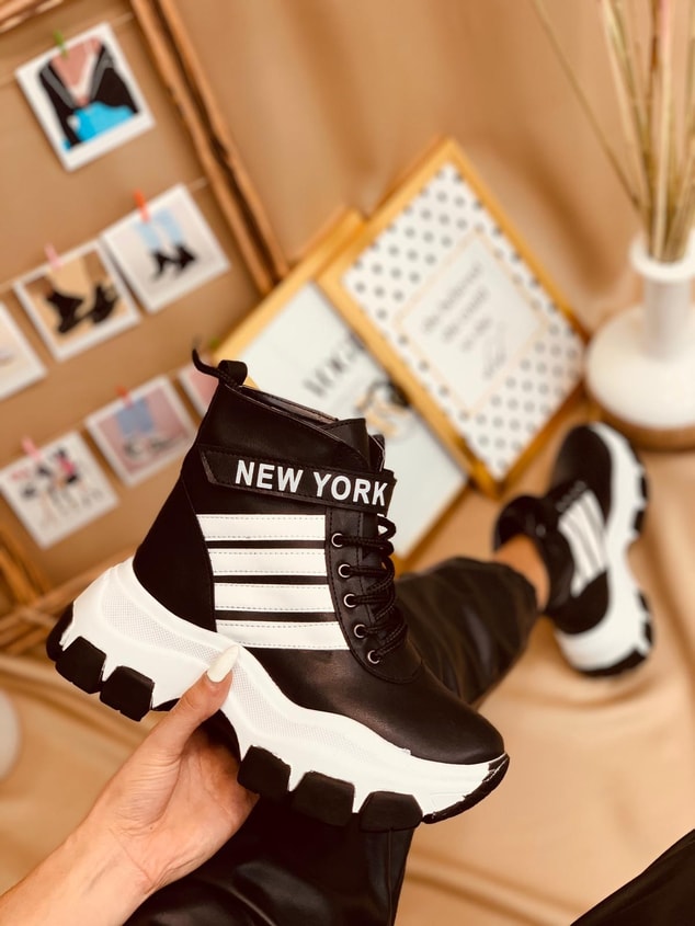 Siyah Beyaz (Teddy PLUS) Kadın Spor Ayakkabı Sneakers