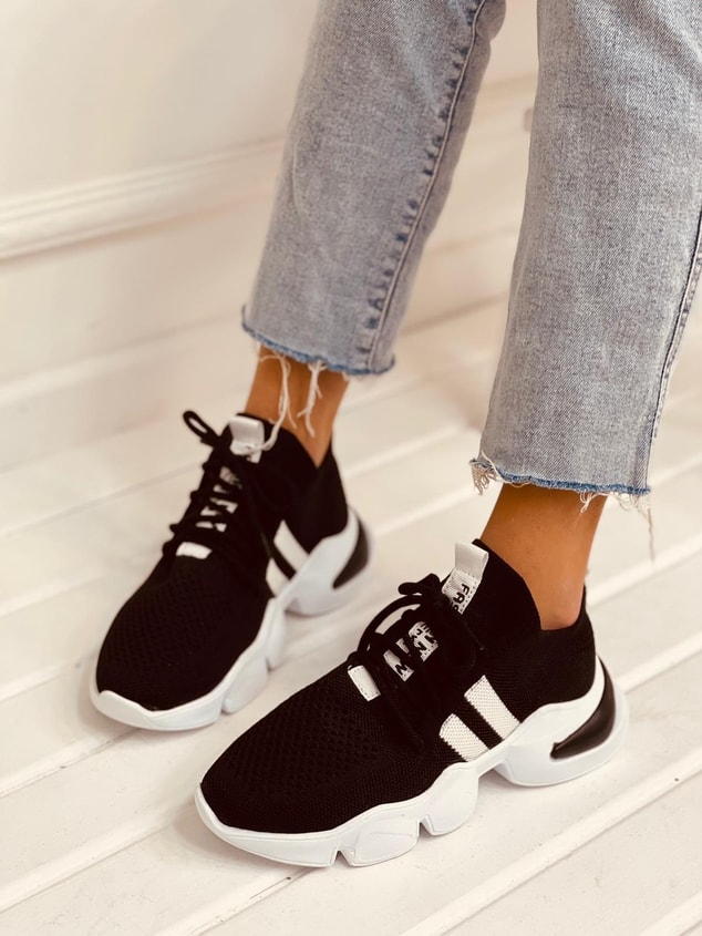 Siyah-Beyaz Triko (Cool) Kadın Sneakers