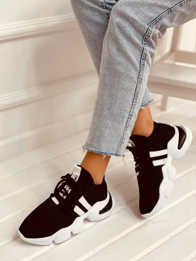 Siyah-Beyaz Triko (Cool) Kadın Sneakers