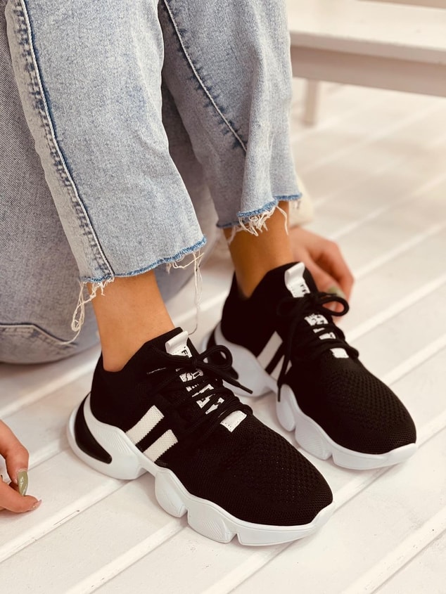 Siyah-Beyaz Triko (Cool) Kadın Sneakers
