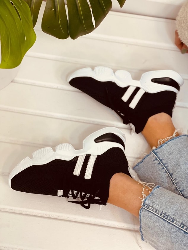 Siyah-Beyaz Triko (Cool) Kadın Sneakers
