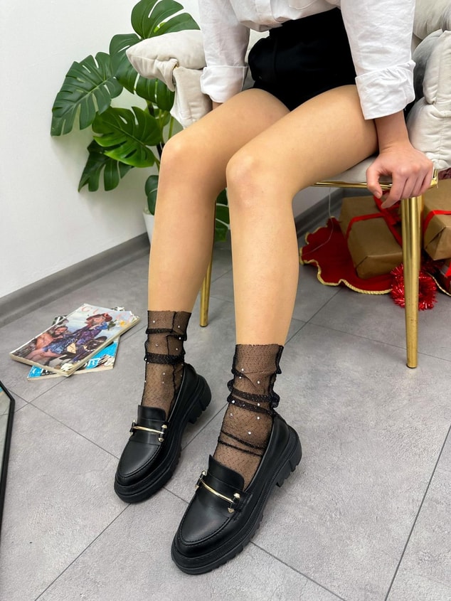 Siyah Cilt (Belt) Toka Detay Kadın Loafer