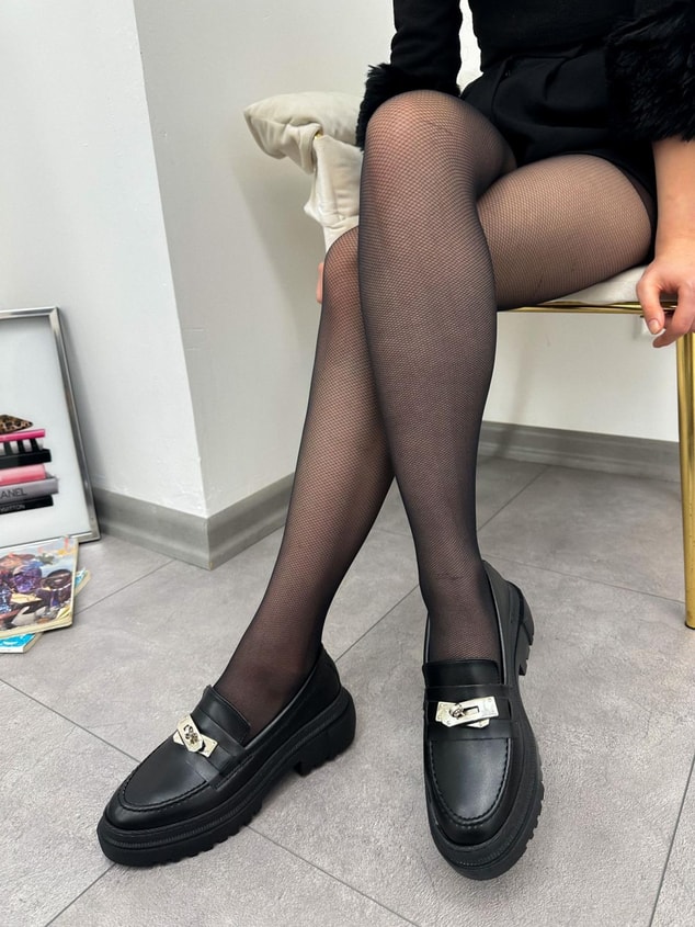 Siyah Cilt (Chain) Toka Detay Kadın Loafer