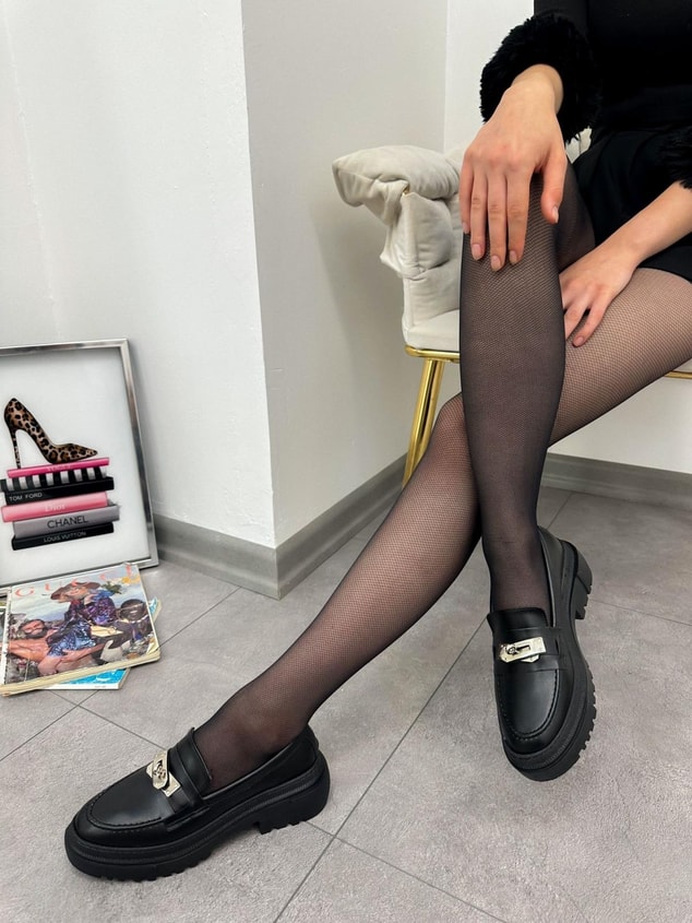 Siyah Cilt (Chain) Toka Detay Kadın Loafer