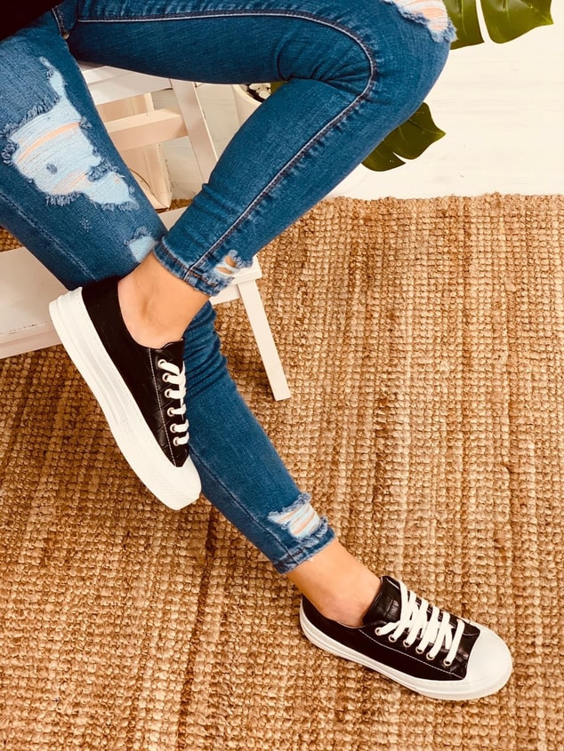 Siyah Kapitone (Daniel) Kadın Yüksek Tabanlı Sneakers