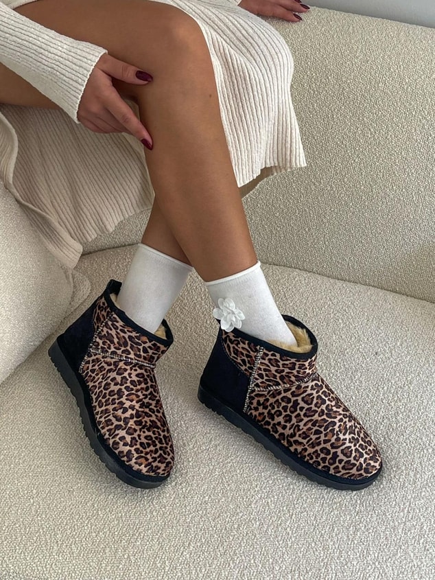 Siyah Leoparlı Kar Botu (Mini) Kadın Bot